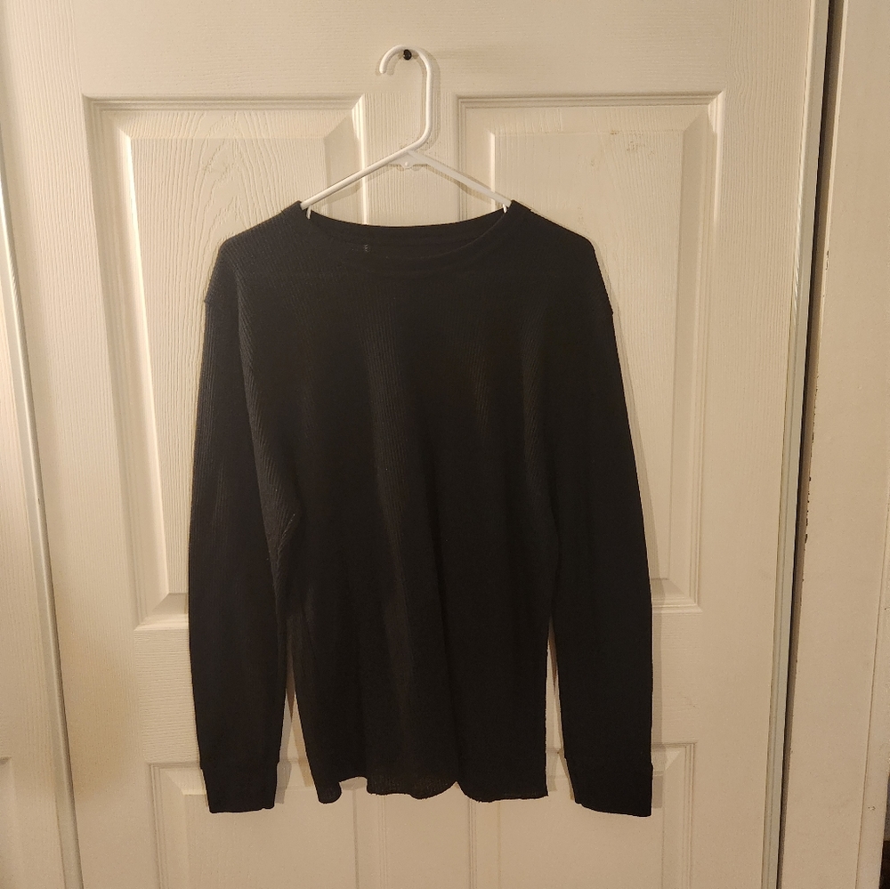 Black long sleeve waffle shirt